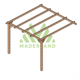 Pergola adossée Oviedo en bois massif traité autoclave de 9 m² - 3 x 3 m – Sans toiture