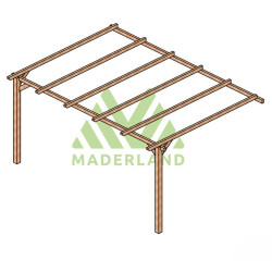 Pergola adossée Oviedo en bois massif traité autoclave de 12,6 m² - 4,2 x 3 m – Sans toiture