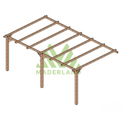 Pergola adossée Oviedo en bois massif traité autoclave de 15,3 m² - 5,1 x 3 m – Sans toiture