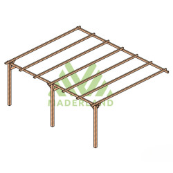 Pergola adossée Oviedo en bois massif traité autoclave de 21,4 m² - 5,1 x 4,2 m – Sans toiture