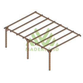 Pergola adossée Oviedo en bois massif traité autoclave de 25,2 m² - 6 x 4,2 m – Sans toiture