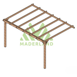 Pergola adossée LLoret en bois massif traité autoclave de 12,6 m² - 4,2 x 3 m – Sans toiture