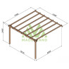 Pergola adossée LLoret en bois massif traité autoclave de 17,6 m² - 4,2 x 4,2 m – Sans toiture