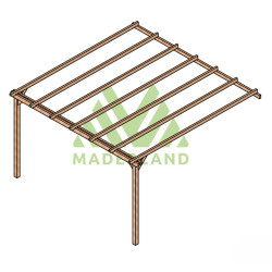 Pergola adossée LLoret en bois massif traité autoclave de 17,6 m² - 4,2 x 4,2 m – Sans toiture