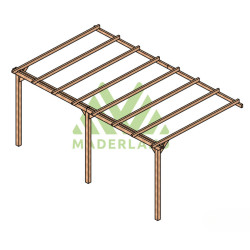 Pergola adossée LLoret en bois massif traité autoclave de 15,3 m² - 5,1 x 3 m – Sans toiture