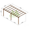Pergola adossée LLoret en bois massif traité autoclave de 18 m² - 6 x 3 m – Sans toiture