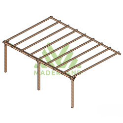 Pergola adossée LLoret en bois massif traité autoclave de 25,2 m² - 6 x 4,2 m – Sans toiture