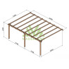 Pergola adossée LLoret en bois massif traité autoclave de 25,2 m² - 6 x 4,2 m – Sans toiture