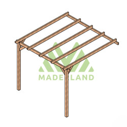 Pergola adossée Narbonne en bois massif traité autoclave de 9 m² - 3 x 3 m – Sans toiture