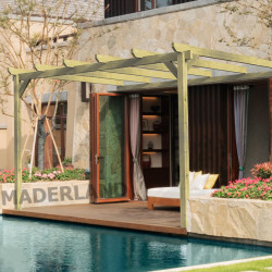 Pergola adossée Narbonne en bois massif traité autoclave de 9 m² - 3 x 3 m – Sans toiture