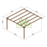 Pergola adossée Narbonne en bois massif traité autoclave de 17,6 m² - 4,2 x 4,2 m – Sans toiture