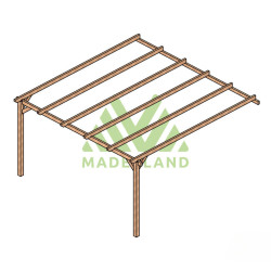 Pergola adossée Narbonne en bois massif traité autoclave de 17,6 m² - 4,2 x 4,2 m – Sans toiture