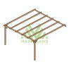 Pergola adossée Narbonne en bois massif traité autoclave de 17,6 m² - 4,2 x 4,2 m – Sans toiture
