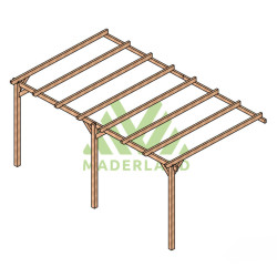 Pergola adossée Narbonne en bois massif traité autoclave de 15,3 m² - 5,1 x 3 m – Sans toiture
