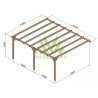 Pergola adossée Narbonne en bois massif traité autoclave de 21,4 m² - 5,1 x 4,2 m – Sans toiture
