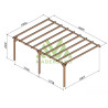 Pergola adossée Narbonne en bois massif traité autoclave de 25,2 m² - 6 x 4,2 m – Sans toiture