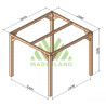 Pergola autoportée Tarragona en bois laminé-collé de 6,25 m² - 2,55 x 2,55 m – Sans toiture