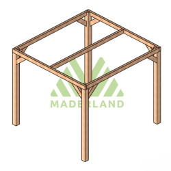 Pergola autoportée Tarragona en bois laminé-collé de 6,25 m² - 2,55 x 2,55 m – Sans toiture