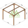 Pergola autoportée Tarragona en bois lamellé-collé traité de 9 m² - 3 x 3 m – Sans toiture