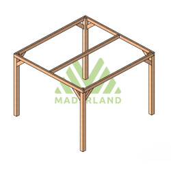 Pergola autoportée Tarragona en bois lamellé-collé traité de 9 m² - 3 x 3 m – Sans toiture