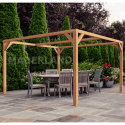 Pergola autoportée Tarragona en bois laminé-collé traité de 9 m² - 3 x 3 m – Sans toiture