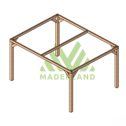 Pergola autoportée Tarragona en bois laminé-collé traité de 12 m² - 4 x 3 m – Sans toiture