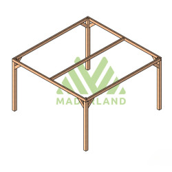 Pergola autoportée Tarragona en bois laminé-collé traité de 16 m² - 4 x 4 m – Sans toiture