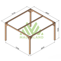 Pergola autoportée Tarragona en bois laminé-collé traité de 16 m² - 4 x 4 m – Sans toiture