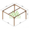 Pergola autoportée Tarragona en bois lamellé-collé traité de 16 m² - 4 x 4 m – Sans toiture