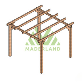 Pergola autoportée Linares en bois lamellé-collé de 9 m² - 3 x 3 m – Sans toiture