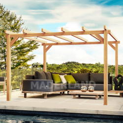 Pergola autoportée Linares en bois laminé-collé de 9 m² - 3 x 3 m – Sans toiture