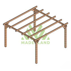 Pergola autoportée Linares en bois laminé-collé de 16 m² - 4 x 4 m – Sans toiture