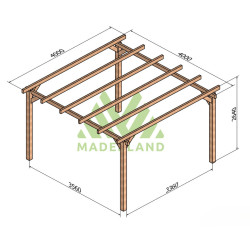 Pergola autoportée Linares en bois laminé-collé de 16 m² - 4 x 4 m – Sans toiture