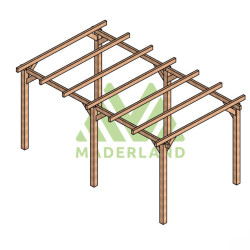 Pergola autoportée Linares en bois laminé-collé de 15 m² - 5 x 3 m – Sans toiture