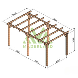 Pergola autoportée Linares en bois laminé-collé de 15 m² - 5 x 3 m – Sans toiture