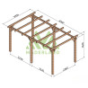 Pergola autoportée Linares en bois laminé-collé de 15 m² - 5 x 3 m – Sans toiture