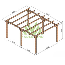 Pergola autoportée Linares en bois laminé-collé de 20 m² - 5 x 4 m – Sans toiture