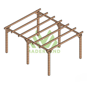 Pergola autoportée Linares en bois lamellé-collé de 20 m² - 5 x 4 m – Sans toiture