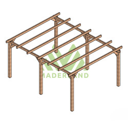 Pergola autoportée Linares en bois laminé-collé de 20 m² - 5 x 4 m – Sans toiture