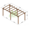 Pergola autoportée Linares en bois laminé-collé de 18 m² - 6 x 3 m – Sans toiture