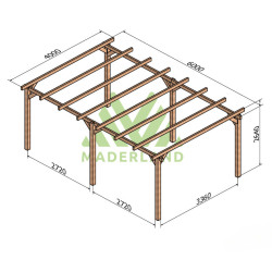 Pergola autoportée Linares en bois laminé-collé de 24 m² - 6 x 4 m – Sans toiture