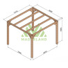 Pergola autoportée Fuengirola en bois laminé collé de 9 m² - 3 x 3 m – Sans toiture