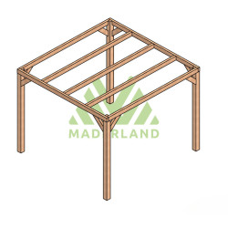 Pergola autoportée Fuengirola en bois laminé collé de 9 m² - 3 x 3 m – Sans toiture