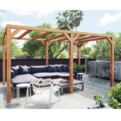 Pergola autoportée Fuengirola en bois laminé collé de 9 m² - 3 x 3 m – Sans toiture