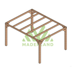 Pergola autoportée Fuengirola en bois laminé collé de 12 m² - 4 x 3 m – Sans toiture