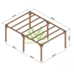 Pergola autoportée Fuengirola en bois laminé collé de 24 m² - 6 x 4 m – Sans toiture