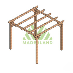 Pergola autoportée Sitges en bois laminé collé de 9 m² - 3 x 3 m – Sans toiture
