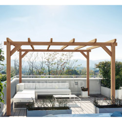 Pergola autoportée Sitges en bois laminé collé de 12 m² - 4 x 3 m – Sans toiture