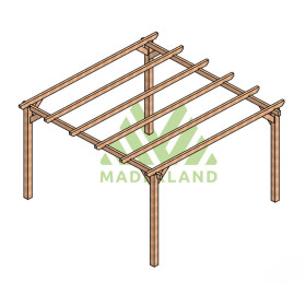 Pergola autoportée Sitges en bois lamellé-collé de 16 m² - 4 x 4 m – Sans toiture