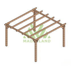 Pergola autoportée Sitges en bois laminé collé de 16 m² - 4 x 4 m – Sans toiture